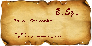 Bakay Szironka névjegykártya